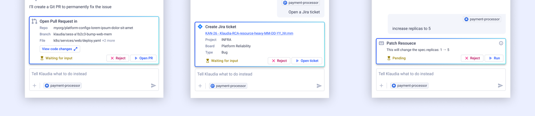 A gallery of separate remediation tools: Git, Jira, and Patch